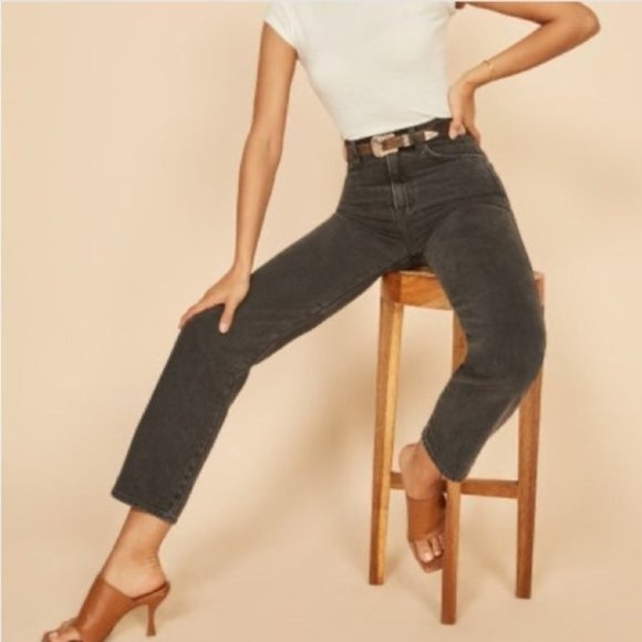 reformation cowboy high rise straight jeans